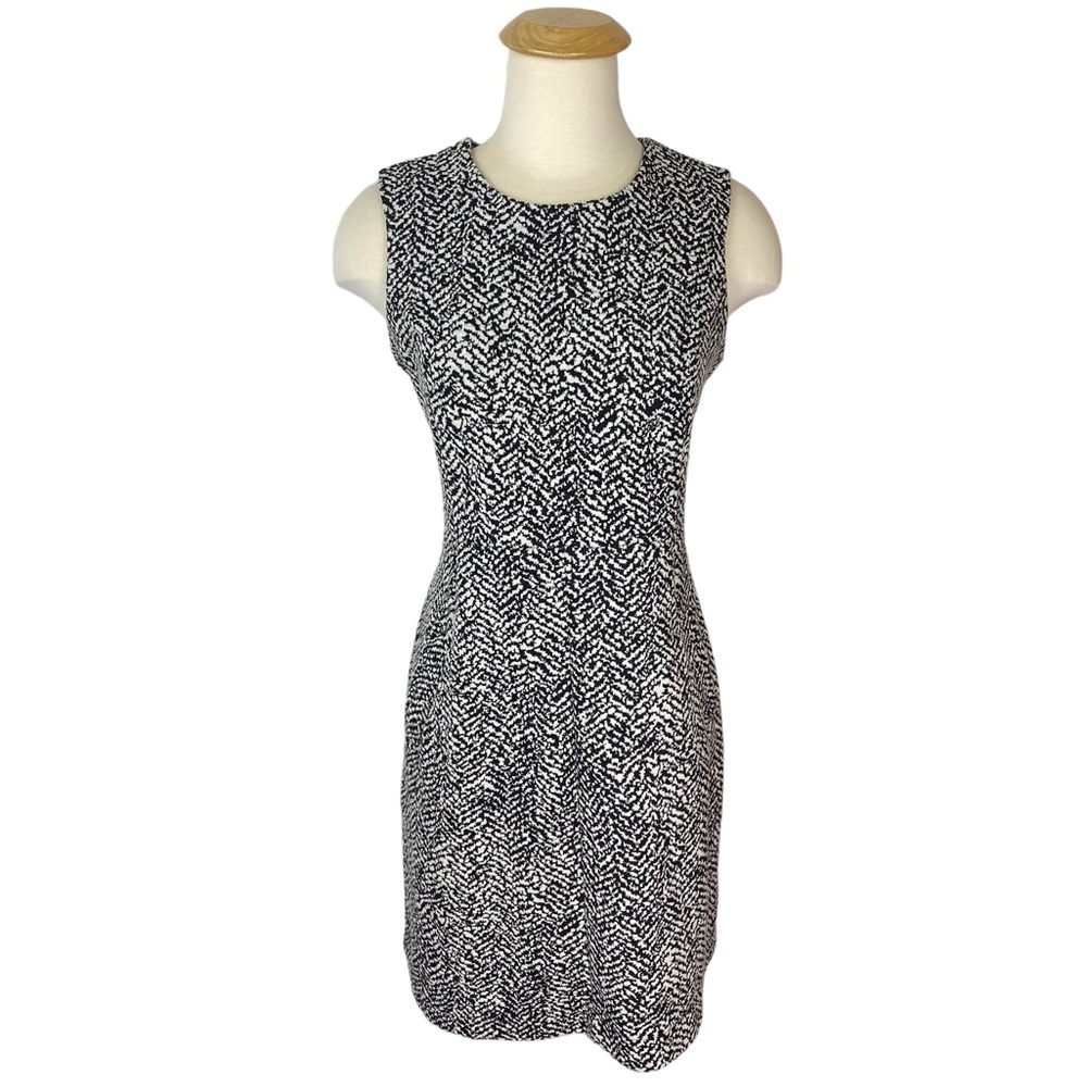 Lands End Dress Size 12 P Knit Career Black White Jumper Office Classic Petite